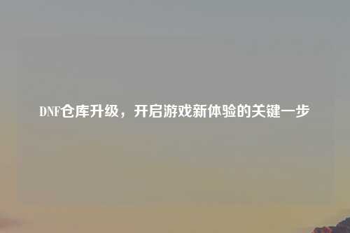 DNF仓库升级,开启游戏新体验的关键一步
