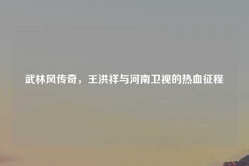 武林风传奇，王洪祥与河南卫视的热血征程