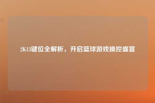 2K13键位全解析,开启篮球游戏操控盛宴