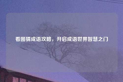 看图猜成语攻略,开启成语世界智慧之门