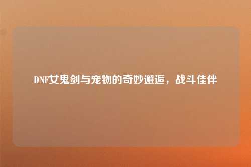 DNF女鬼剑与宠物的奇妙邂逅,战斗佳伴