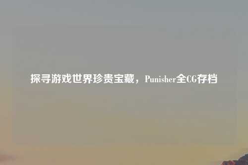 探寻游戏世界珍贵宝藏，Punisher全CG存档