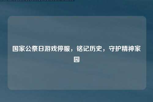 国家公祭日游戏停服，铭记历史，守护精神家园