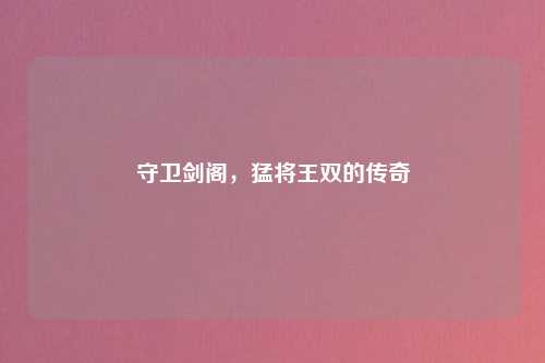 守卫剑阁,猛将王双的传奇