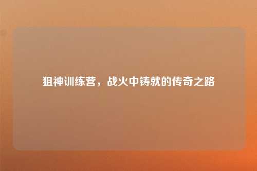 狙神训练营,战火中铸就的传奇之路