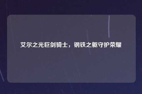 艾尔之光巨剑骑士,钢铁之躯守护荣耀