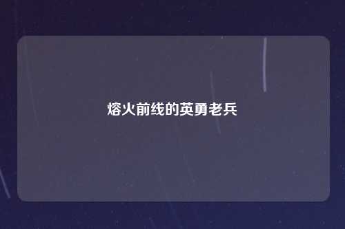 熔火前线的英勇老兵