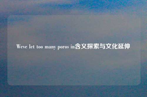 Weve let too many poros in含义探索与文化延伸