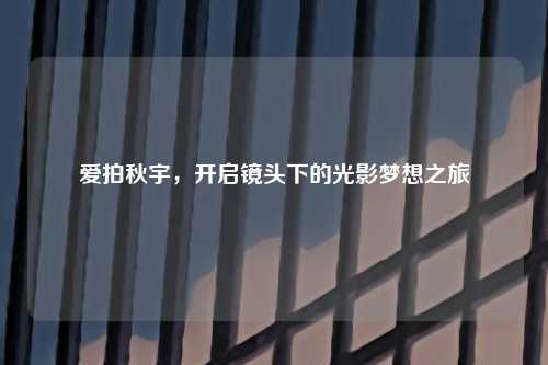 爱拍秋宇,开启镜头下的光影梦想之旅