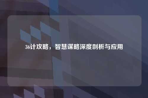 36计攻略，智慧谋略深度剖析与应用