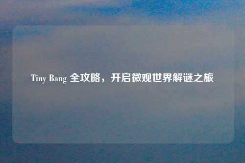 Tiny Bang 全攻略,开启微观世界解谜之旅