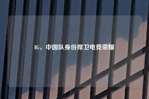 IG,中国队身份捍卫电竞荣耀