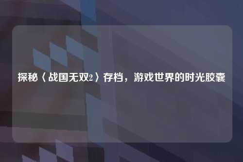 探秘〈战国无双2〉存档，游戏世界的时光胶囊