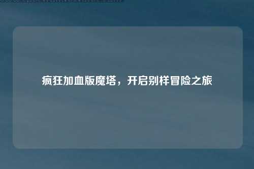 疯狂加血版魔塔,开启别样冒险之旅