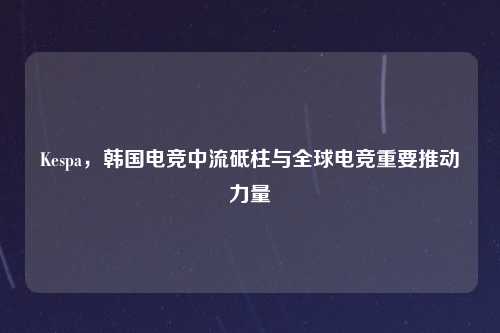 Kespa,韩国电竞中流砥柱与全球电竞重要推动力量