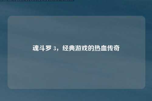 魂斗罗 3,经典游戏的热血传奇