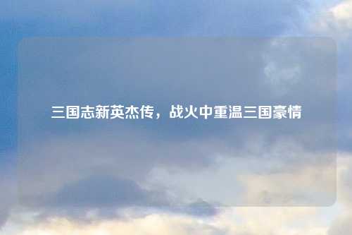 三国志新英杰传,战火中重温三国豪情