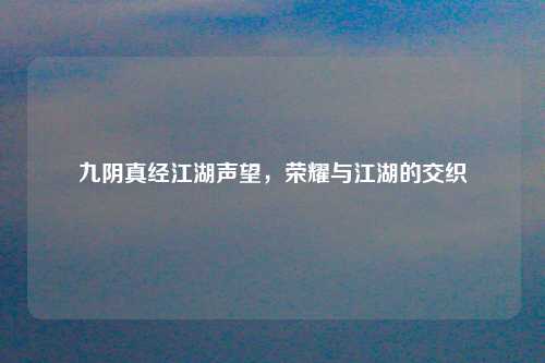 九阴真经江湖声望,荣耀与江湖的交织