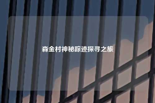森金村神秘踪迹探寻之旅