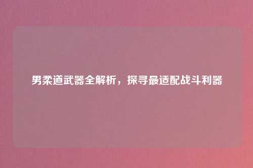 男柔道武器全解析,探寻最适配战斗利器