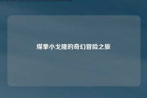 煤拳小戈隆的奇幻冒险之旅