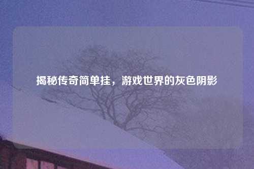 揭秘传奇简单挂,游戏世界的灰色阴影