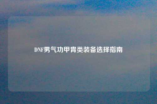 DNF男气功甲胄类装备选择指南