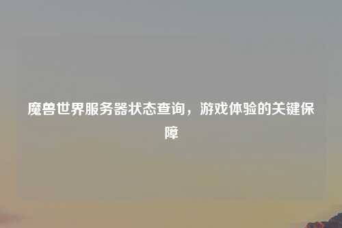 魔兽世界服务器状态查询，游戏体验的关键保障