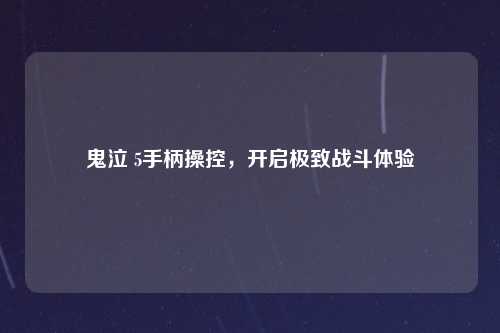 鬼泣 5手柄操控，开启极致战斗体验