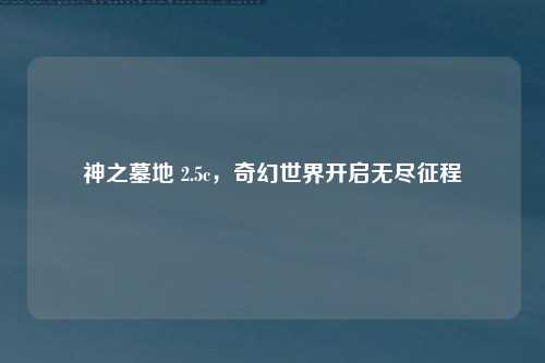 神之墓地 2.5c，奇幻世界开启无尽征程