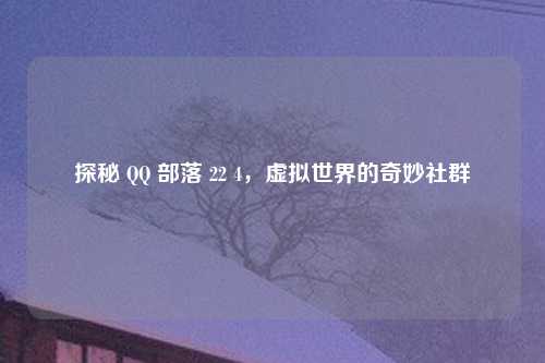 探秘 QQ 部落 22 4，虚拟世界的奇妙社群